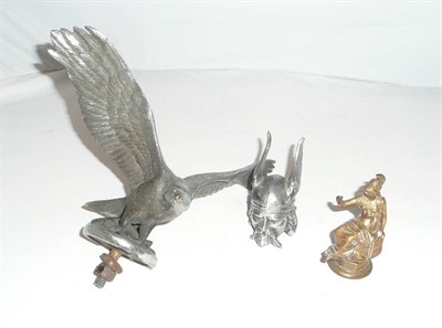 Lot 263 - Three Vintage Car Mascots;- large chrome eagle with outstretched wings by Finnigans, London;...