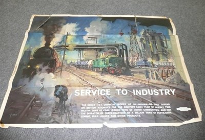 Lot 272 - An Original Lithographed British Railways Poster 'Service to Industry' by Terence Cuneo, printed by