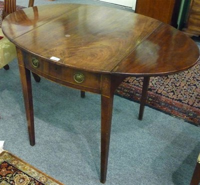 Lot 1532 - A George III Mahogany Pembroke Table, the rectangular top with two rounded drop leaves above a...