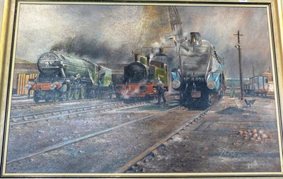 Lot 275 - Peter Thorne MGRA 'Sunday Morning, Carnforth - showing the Flying Scotsman, the Great Central...