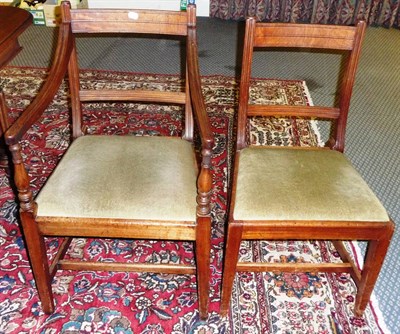 Lot 1536 - A Set of Seven George III Mahogany Dining Chairs, the two horizontal splats between reeded...