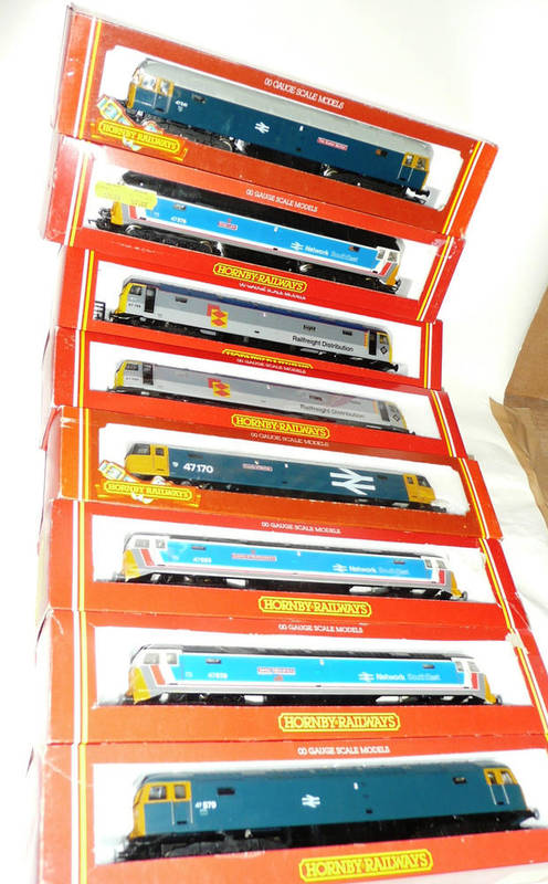Lot 33 - Eight Boxed Hornby 'OO' Gauge Class 47 Diesel Locomotives - Queen Mother R319, BR Co-Co R219,...