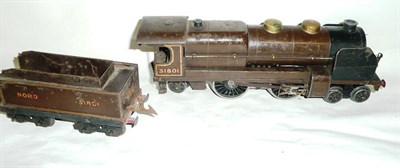 Lot 56 - A Hornby 'O' Gauge Electric 4-4-2 Locomotive and Tender No.31801, in Nord gold lined brown...