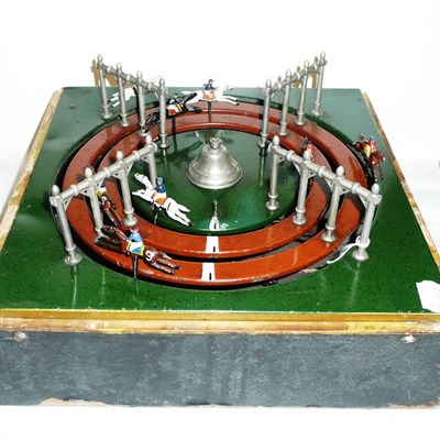 Lot 74 - A Marklin Tinplate Lever Operated Horse Racing Game, comprising nine numbered horses slotted...