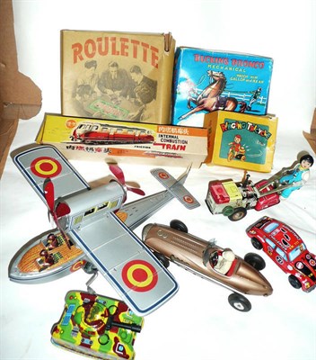 Lot 78 - A Collection of Tinplate Toys, mainly Japanese and Chinese, including a boxed Daiya Bucking...