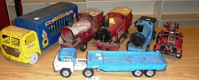 Lot 85 - Five Large Scale Tri-ang Tinplate Vehicles, comprising Regal Circus animal carrier, two...