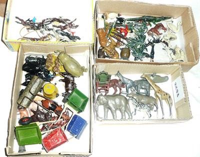 Lot 92 - A Collection of Hollowcast Lead Figures, including zoo and farm animals, horsedrawn carts,...