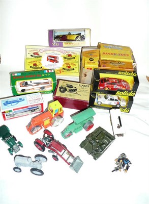 Lot 137 - Mixed Diecast, including two boxed Solido Cars, boxed Diapet Car, unboxed tractors, motorcycle...