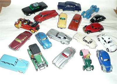 Lot 144 - Nineteen Diecast Cars, including Corgi 'Green Hornets' Black Beauty, Chad Valley Wee Kin Land Speed