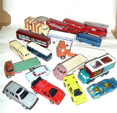 Lot 154 - Thirty Diecast Vehicles, including Corgi - Carrier Gamecock, Volvo P1800, seven Dinky buses and...