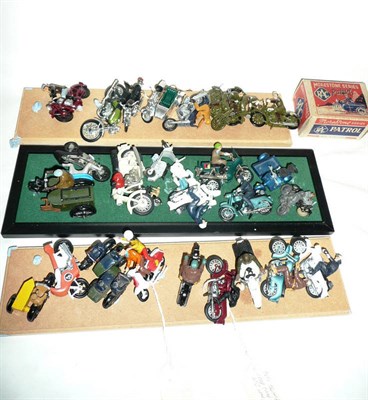 Lot 155 - A Collection of Thirty Diecast or Lead Motorcycles, mainly with riders, including a boxed Morestone