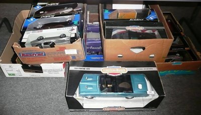 Lot 156 - Twenty Two Boxed Large Scale Diecast Sports and Classic Cars, makers include Edsel, Guitoy Top...