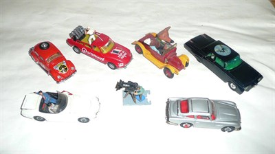 Lot 186 - Six Corgi TV Related or Novelty Vehicles:- The Green Hornets Black Beauty; James Bond's Toyota...