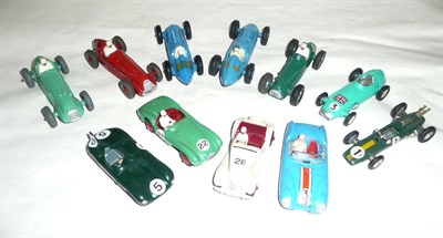 Lot 199 - Eight Dinky Racing and Sports Cars:- Talbot Lago 23K & 23H; Cooper Bristol 233; H.W.M. 235,...