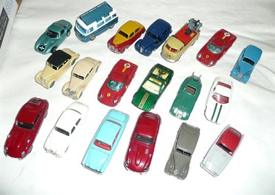 Lot 201 - Nineteen Diecast Vehicles, including Dinky - A.C. Aceca 167 in red and grey, two-tone Austin...