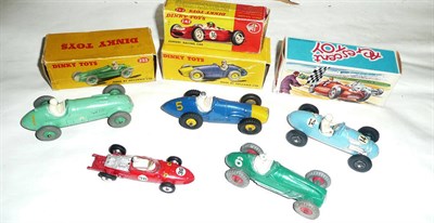 Lot 205 - Three Boxed Dinky Racing Cars - H.W.M. No.235, Ferrari No.23H (repro box), Ferrari No.242;...