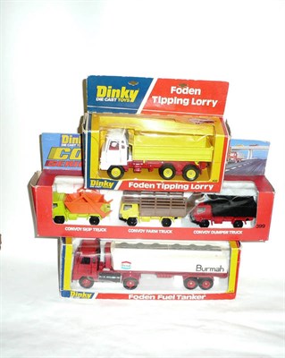 Lot 209 - Three Boxed Dinky Commercial Vehicles:-  Foden 'Burmah' Fuel Tanker No.950; Foden Tipping Lorry...