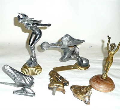 Lot 225 - Six Car Mascots in the Form of Naked Ladies, including a chrome Speed Nymph 16.5cm high, an...