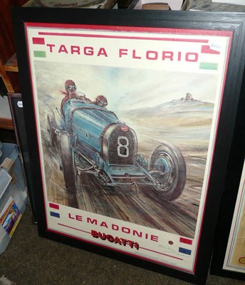 Lot 250 - Phil May - Bugatti Targa Florio Le Madonie, poster study, colour print,signed by the artist,...