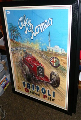 Lot 251 - Phil May - Alfa Romeo Tripoli Grand Prix, poster study, colour print signed by the artist, 72cm...
