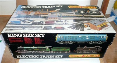 Lot 28 - A Boxed Hornby 'OO' Gauge King Size Electric Train Set R.793, containing three locomotives,...