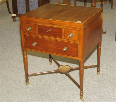 Lot 1562 - A George III Mahogany, Rosewood Crossbanded and Boxwood Strung Gentleman's Dressing Chest, the...