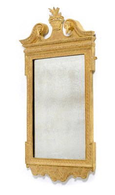 Lot 1563 - A George II Gilt and Gesso Wall Mirror, the rectangular plate within a punch ground with egg...