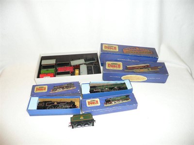 Lot 50 - A Collection of Hornby Dublo 3-Rail Trains and Accessories, including a boxed 'Duchess of Montrose'