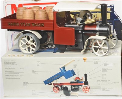 Lot 52 - A Boxed Mamod Steam Wagon S.W.1, in brown and cream, with six barrels, tools, manual and inner card
