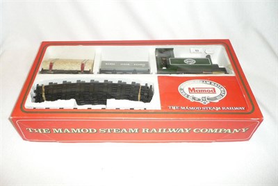 Lot 53 - A Boxed Mamod Live Steam Railway, comprising 0-4-0 locomotive, two wagons, track and accessories.