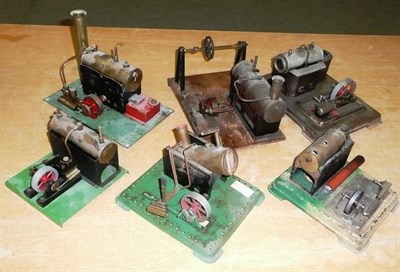 Lot 70 - Six Tinplate Stationary Steam Plants, unknown makers, in various stages of repair.