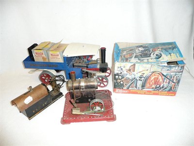 Lot 74 - A Collection of Live Steam Toys, including a Mamod Steam Wagon, a boxed Wilesco Steam Engine...