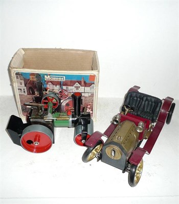 Lot 76 - Mamod Steam Toys, comprising a Roadster S.A.1 in red and gold, a boxed Road Roller S.R.1a, Traction