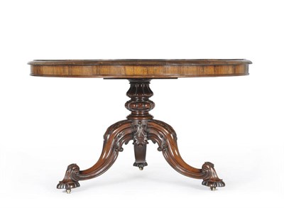 Lot 1567 - An Early Victorian Rosewood Circular Breakfast Table, with moulded edge, raised on a turned and...