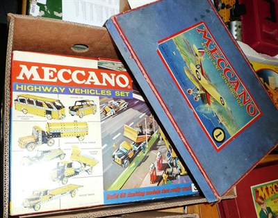 Lot 103 - A Collection of Meccano, including a boxed No.1 Aeroplane Constructor Set, in green and white, with