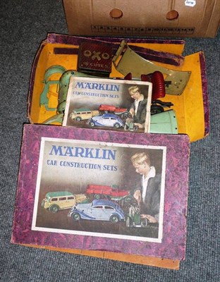 Lot 104 - A Boxed Pre-War Marklin Car Construction Set No.1101C, containing a partially constructed light...