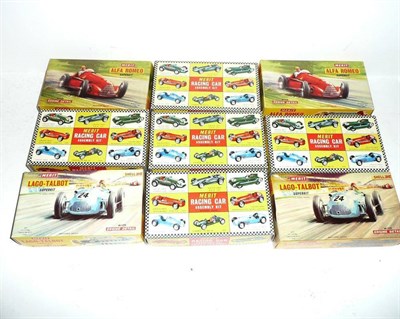 Lot 107 - Fifteen Boxed Unmade Plastic Racing Car Kits by Merit, circa late 1950's, comprising three...