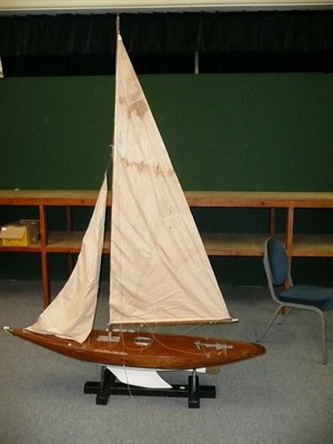 Lot 109 - A Large Wooden Pond Yacht, with plywood decking, aluminium fittings, steering quadrant and...