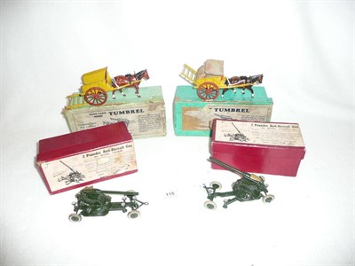 Lot 115 - Two Boxed Britains Anti-Aircraft 2 Pounder Guns on Mobile Chassis No.1717, in military green...