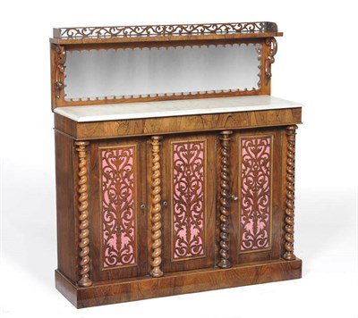 Lot 1570 - An Early Victorian Rosewood Chiffonier, the mirrored superstructure with a three-quarter fret...