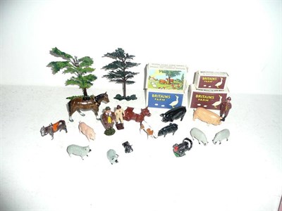 Lot 126 - A Collection of Britains Hollowcast Lead Farm Figures, including four boxed groups - 2 Aged...