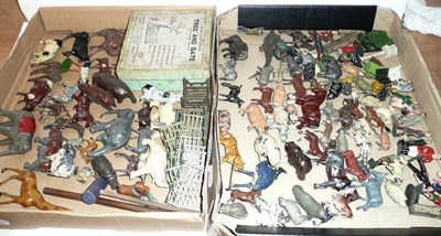 Lot 129 - A Collection of Hollowcast Lead Zoo and Farm Animals and Farming Figures by Britains and Hill,...