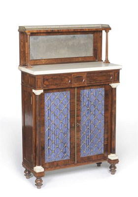 Lot 1573 - A Regency Rosewood Chiffonier, the superstructure with three-quarter pierced brass baluster gallery