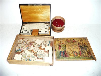 Lot 155 - A 19th Century French Card Game 'Ecarte', comprising two packs of thirty two cards (two cards...