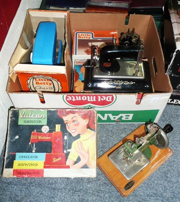 Lot 165 - Nine Childrens Miniature Sewing Machines, including a boxed Vulcan Senior and a boxed Vulcan...