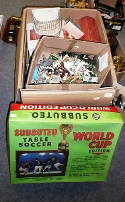 Lot 177 - Mixed Toys, including  a wooden zoo with a quantity of plastic animals, Subbuteo Table Soccer World