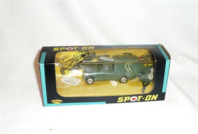 Lot 191 - A Boxed Tri-ang Spot-On Land Rover and Missile Carrier No.419, in olive green, with three white...