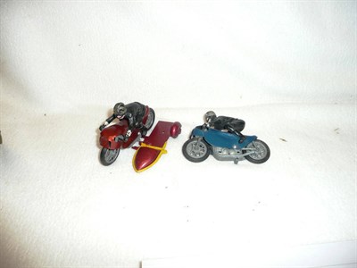 Lot 192 - Two Boxed Budgie Toys Motorcycles:- Racing Sidecar Outfit No.264, in metallic red with black...