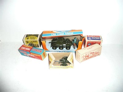 Lot 194 - Six Boxed Vehicles:- Crescent - Saldin Armoured Patrol; Crescent - 18 Pounder Field Gun; Modern...