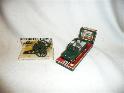 Lot 196 - Two Boxed Britains Military Vehicles:- Land Rover No.9777, with detachable guns and crews and...